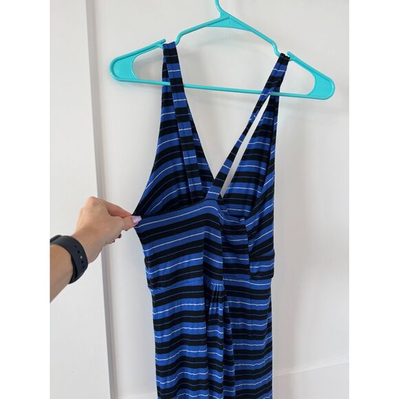 Blue & Black Striped Maxi Dress - Picture 5 of 6